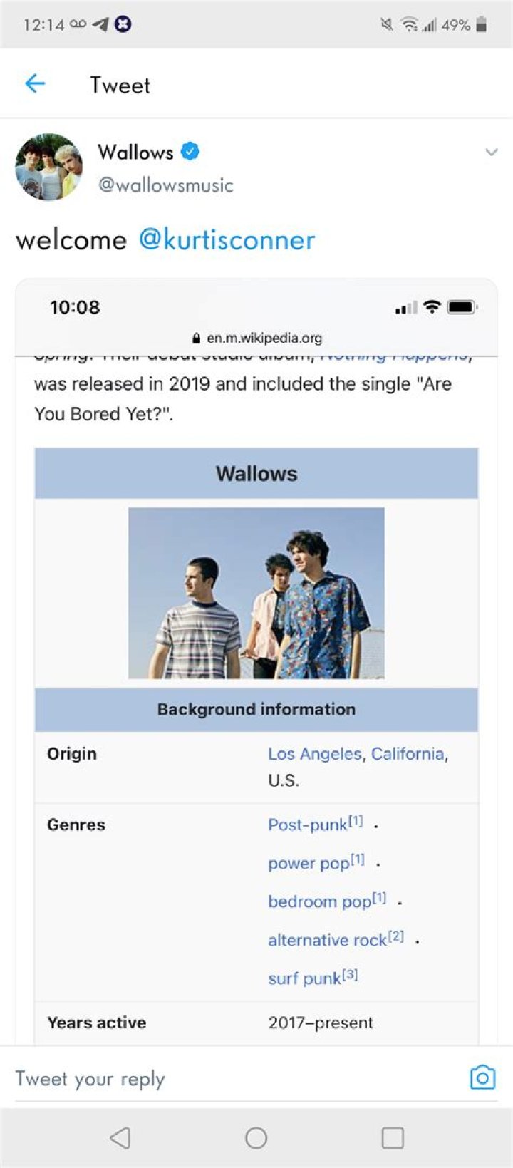 Is Kurtis Conner in wallows?